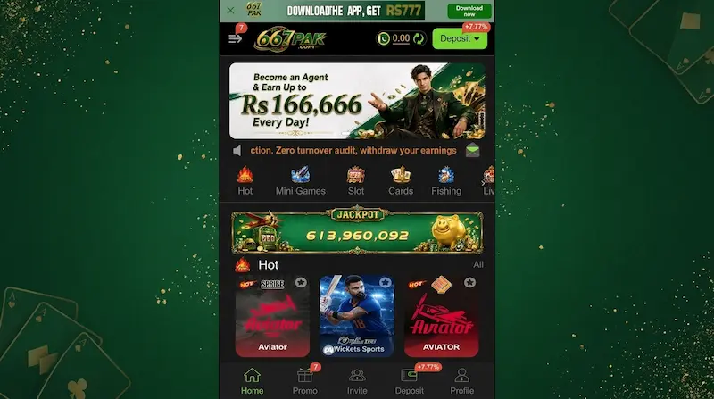 667PAK Game APK home screen interface showing available games
