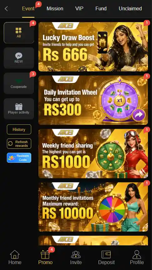 Aj03 game smart tips infographic banner demonstrating bankroll management, referral earnings, and daily reward claims