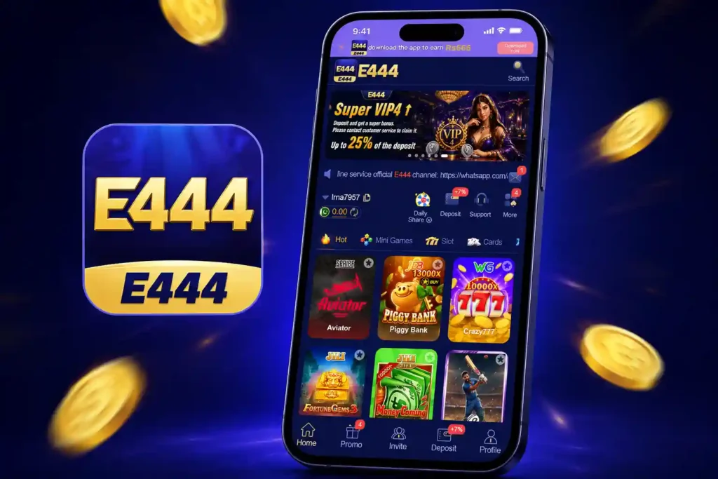 E444 Game Homescreen Interface – Real Money Gaming App Android