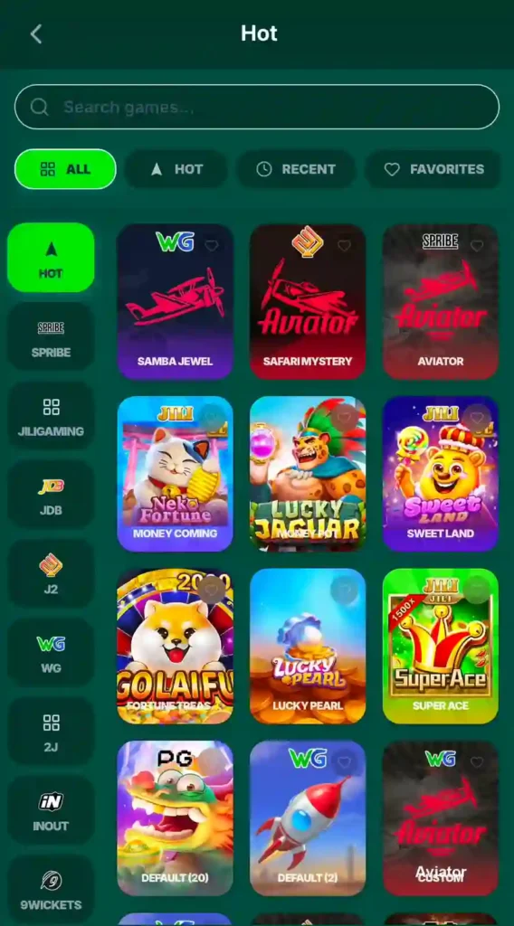PkRupees Game available games list including slots, Aviator, Teen Patti, Roulette, and Color Prediction