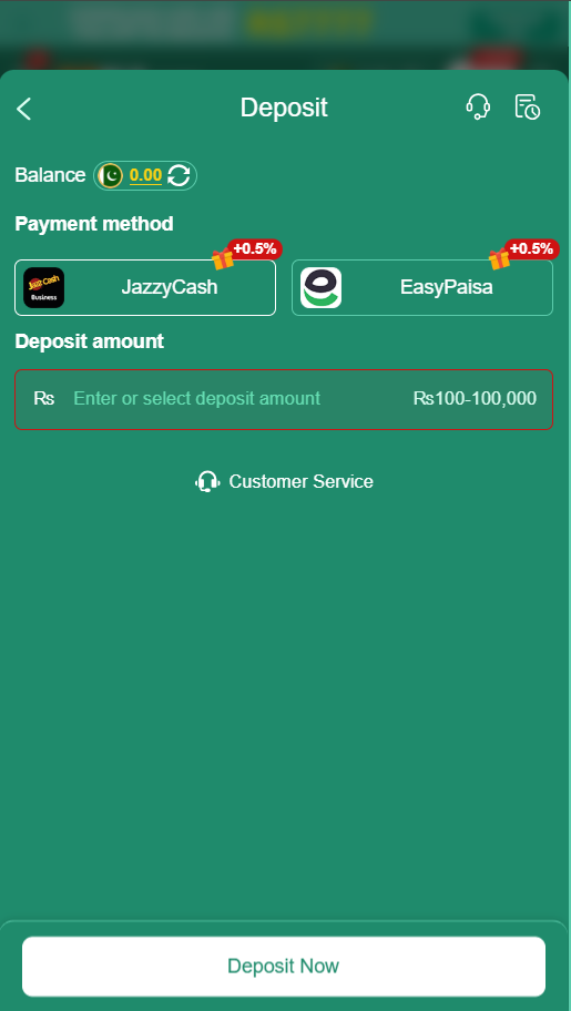 88KA Game shop interface showing EasyPaisa and JazzCash balance deposit options