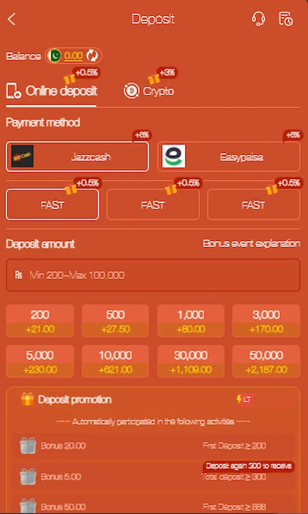 FE786WIN Game Deposit Guide via Jazzcash and Easypaisa