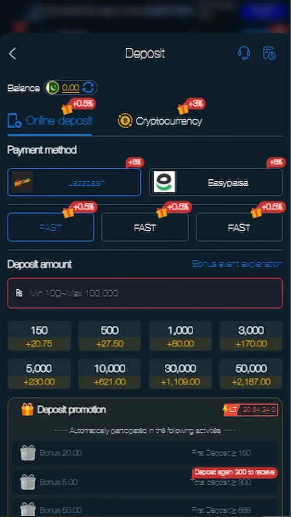 HE 786 Game Deposit Guide via JazzCash and Easypaisa